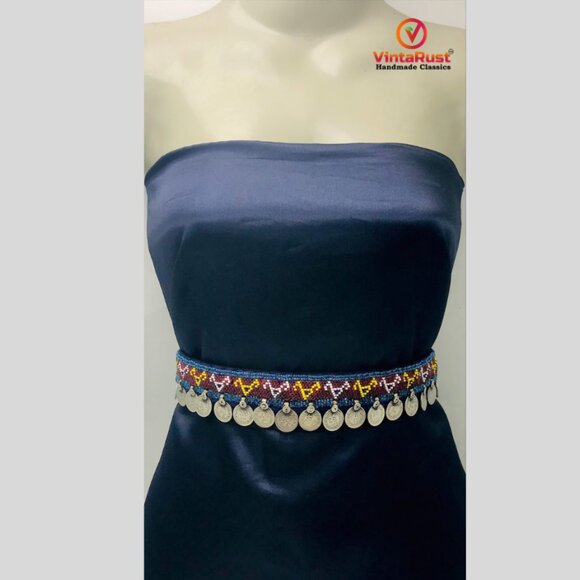 Accessories - Vintage Tribal Belly Dance Belt: Multicolor Beaded Coin Belt